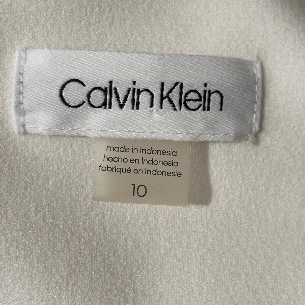 Calvin‎ Klein White Sleeveless Asymmetrical Draped Sheath Dress Size 10 - Picture 7 of 8